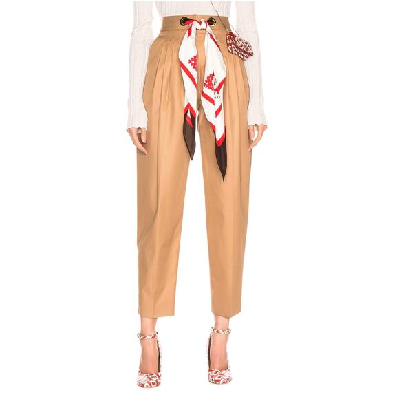 BURBERRY Tapered Pant Trouser Silk Scarf Belt SOCIETY Size 0 NWT $1190 - Picture 2 of 16
